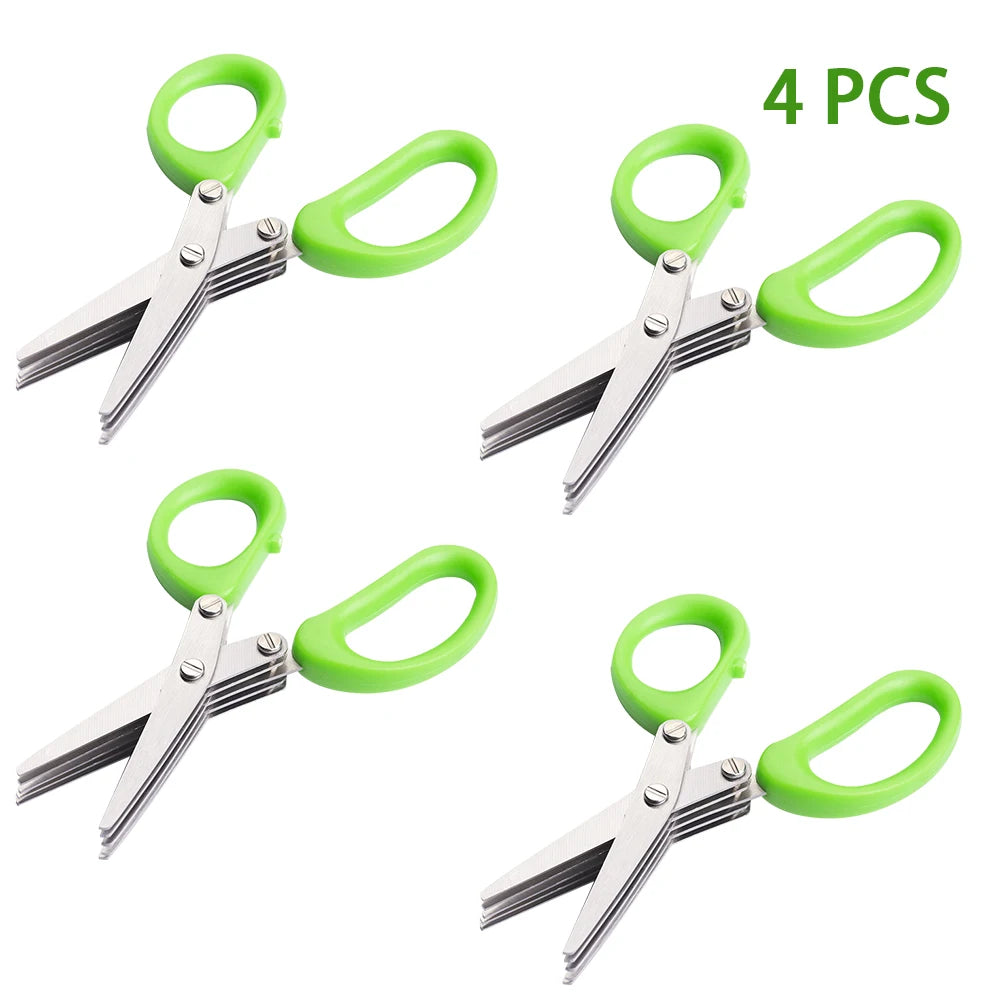 Stainless Steel Kitchen Scissors 5 Layered Onion And Herb Shredder