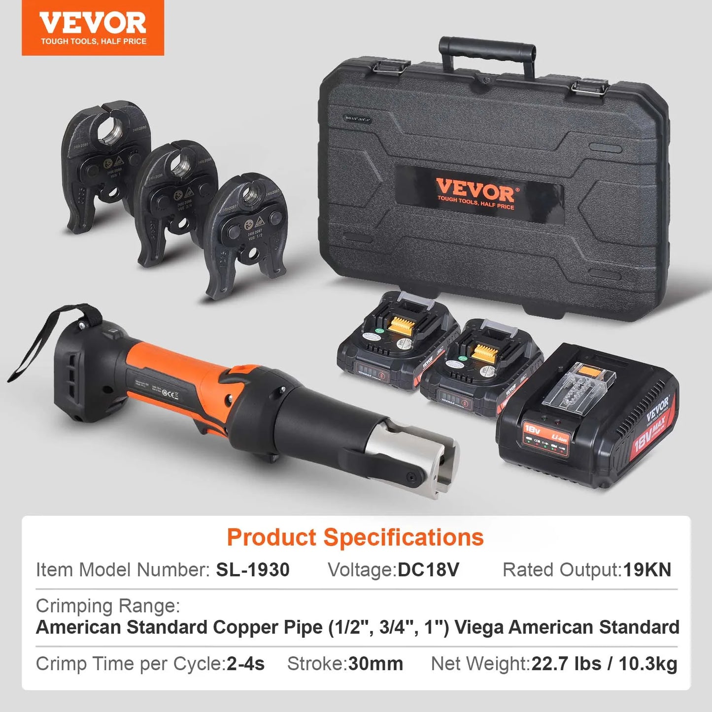 SucceBuy 18V Electric Pipe Crimping Tool For Copper Pipes Propress Compatible