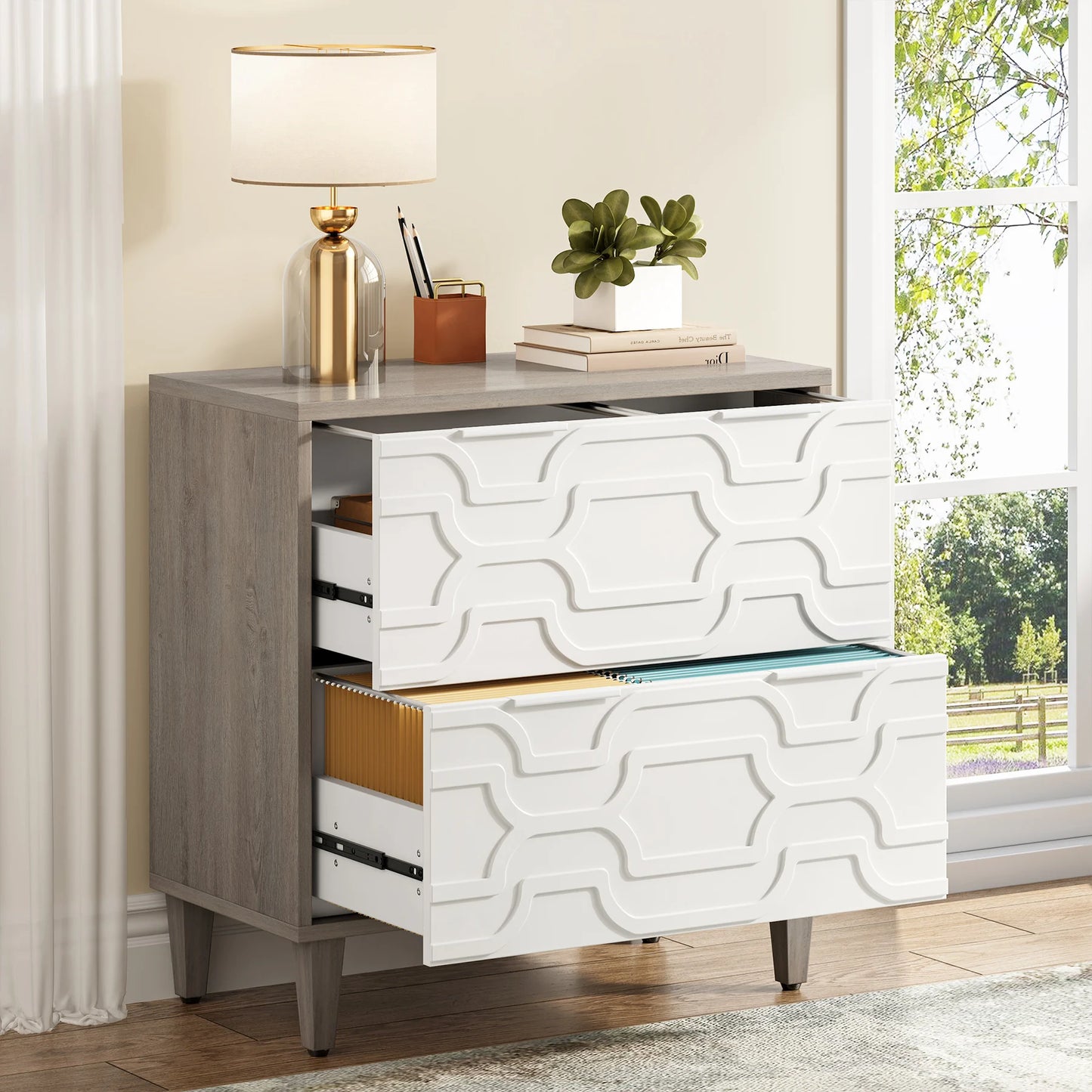 Tribesigns 2 Drawer File Cabinet Lateral Filing Cabinet Office Storage
