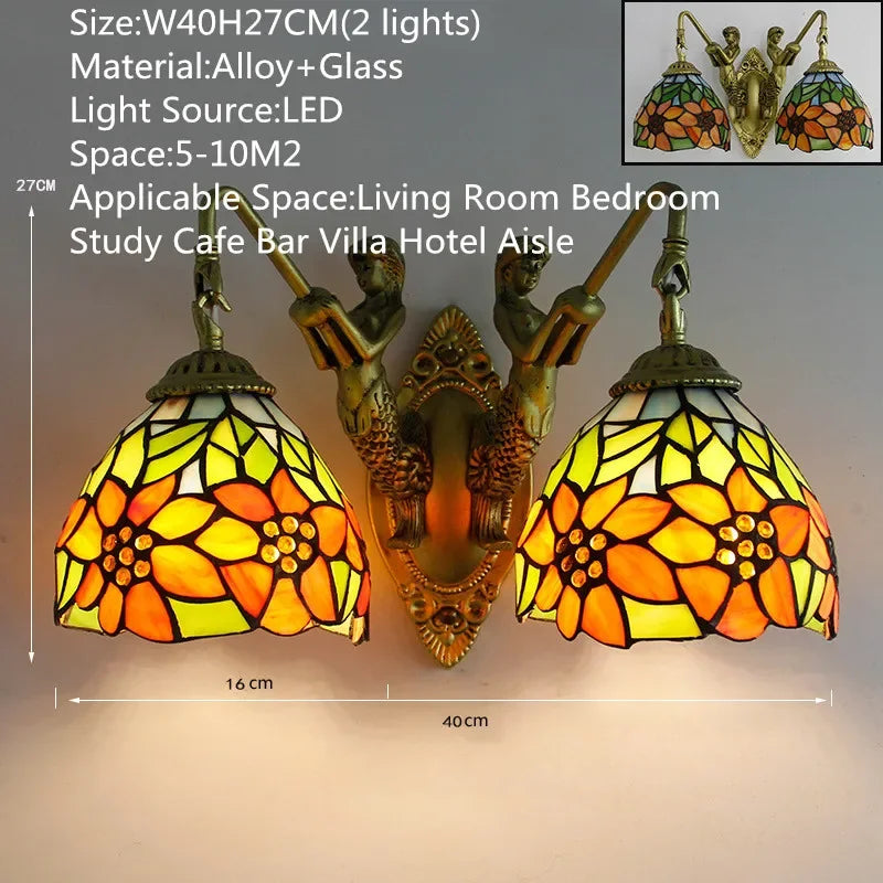 KARLOS Tiffany Luxury Wall Lamp American Creativity Living Room Bedroom Hotel Villa Cafe Bar Aisle Dresser Toilet Mirror Light