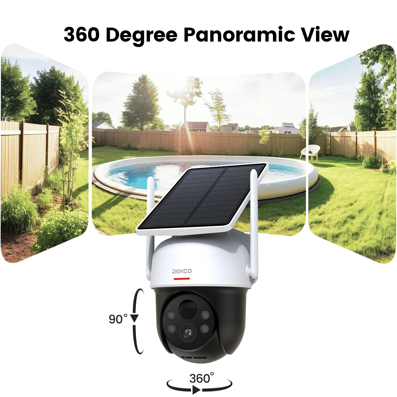DEKCO Solar WiFi Camera 3MP 100 Percent Wire Free Battery