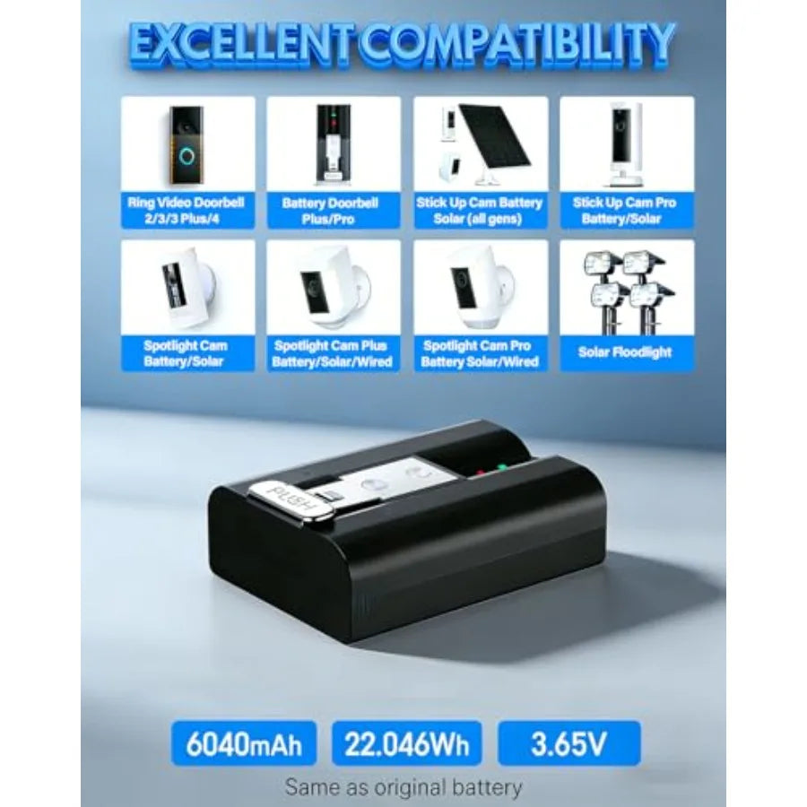 3 Pack Battery Replacement 6040mAh With Dual Charging Station