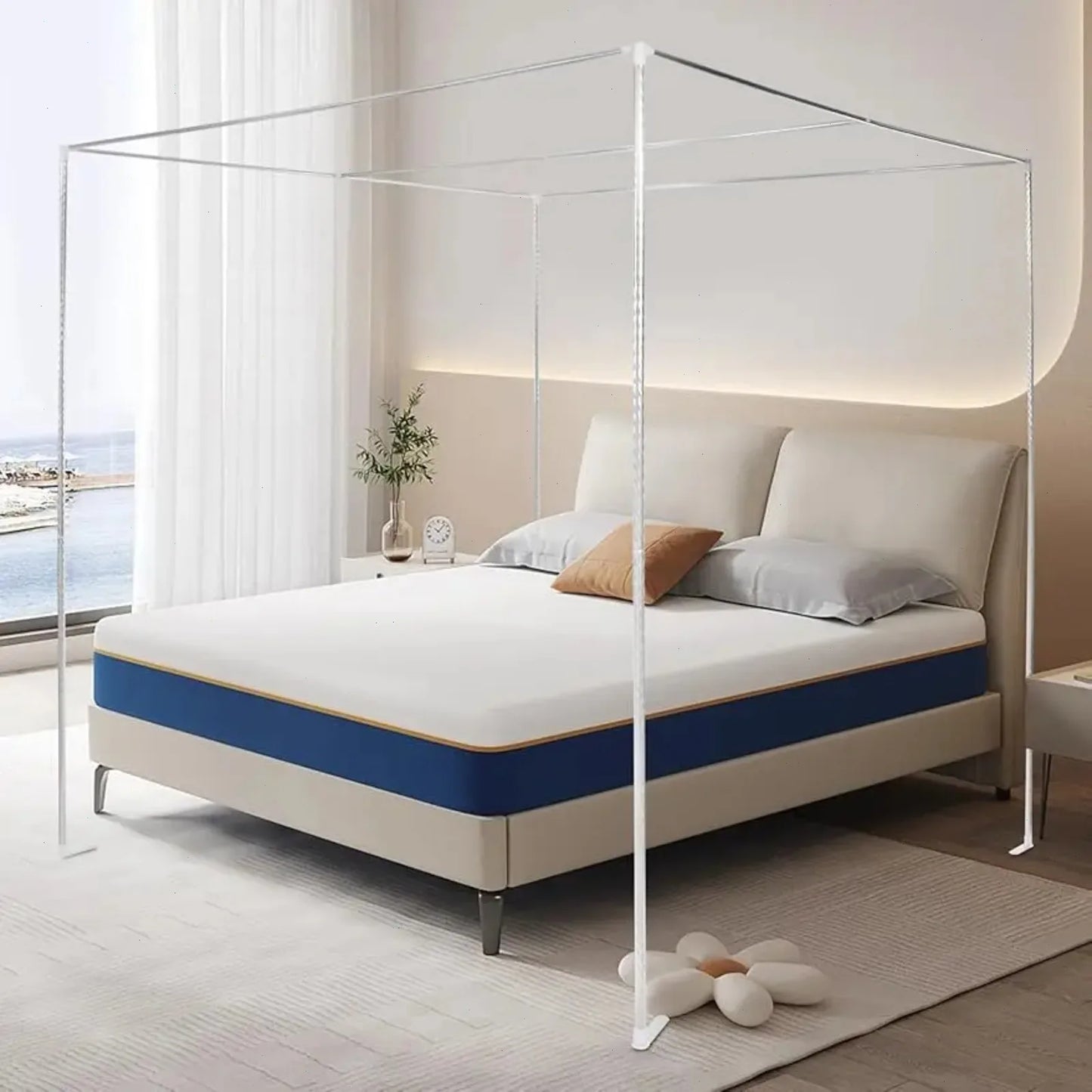 Bymaocar Stainless Steel Canopy Bed Frame With Tee Connectors