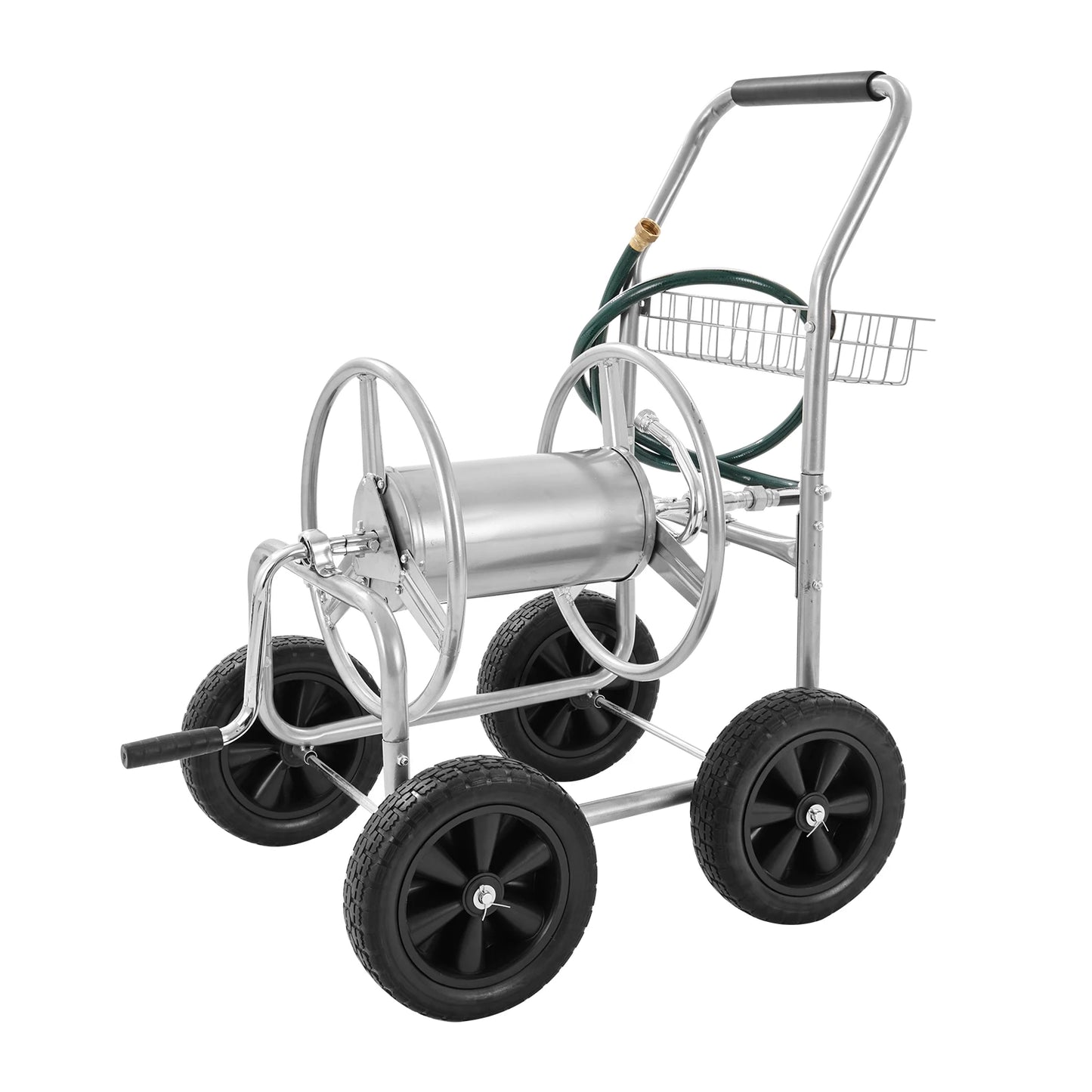 SucceBuy Hose Reel Cart Heavy Duty Garden Hose Reel With Basket