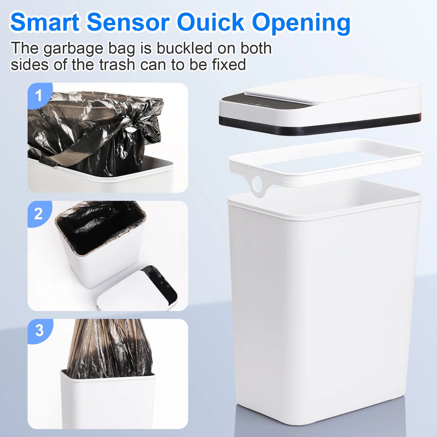 NONECN 2 Pack Touchless Motion Sensor Bathroom Trash Cans With Lid