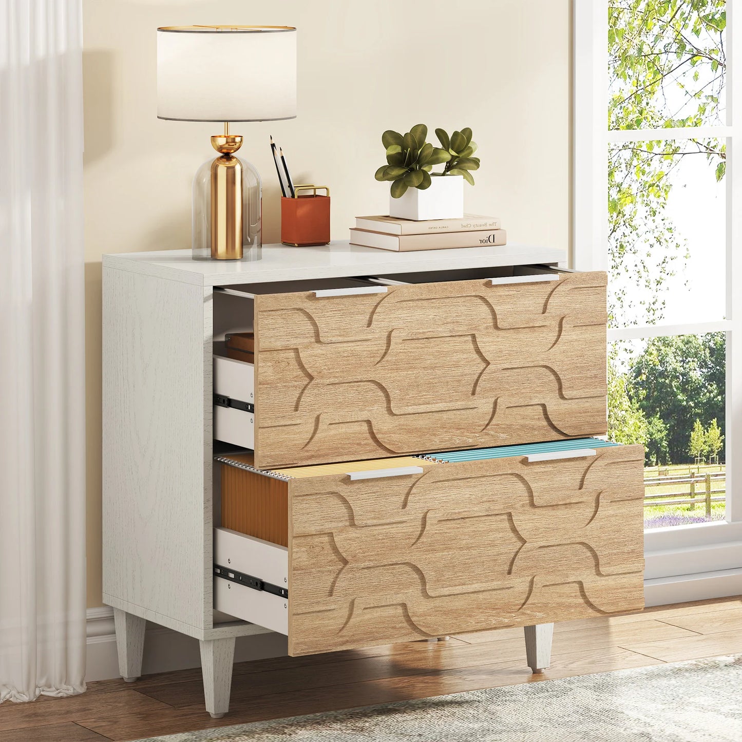 Tribesigns 2 Drawer File Cabinet Lateral Filing Cabinet Office Storage