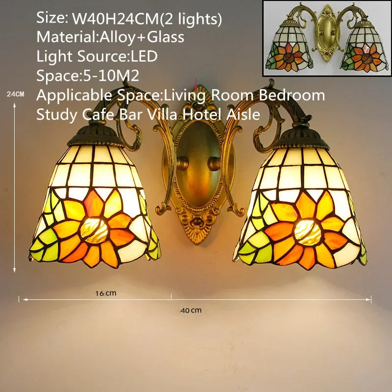 KARLOS Tiffany Luxury Wall Lamp American Creativity Living Room Bedroom Hotel Villa Cafe Bar Aisle Dresser Toilet Mirror Light