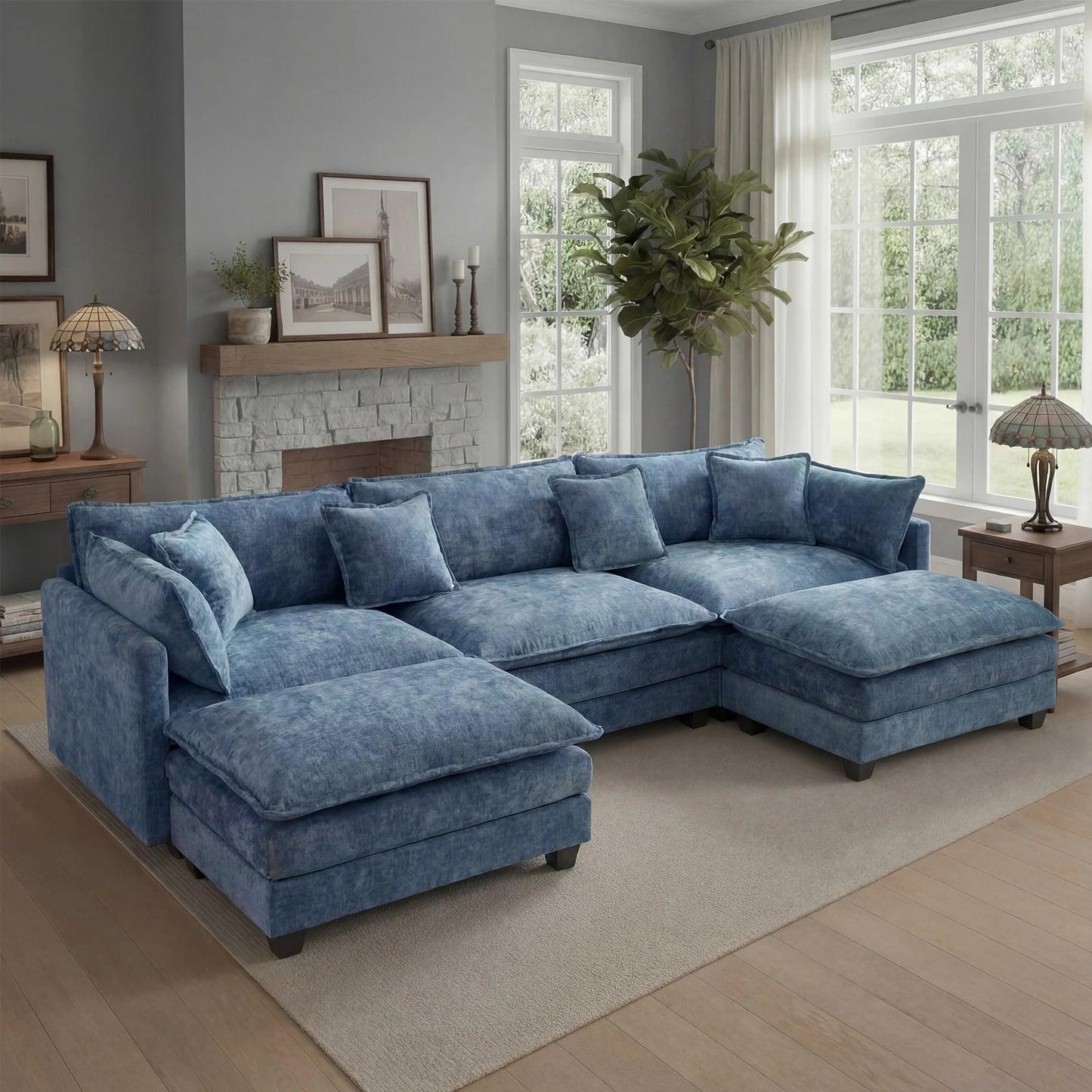 Redlife Modular Sectional Sofa with Ottoman for Living Room