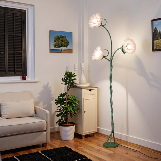 Retro Flower Floor Lamp With 3-Color Dimmable Lighting And Bulbs Included