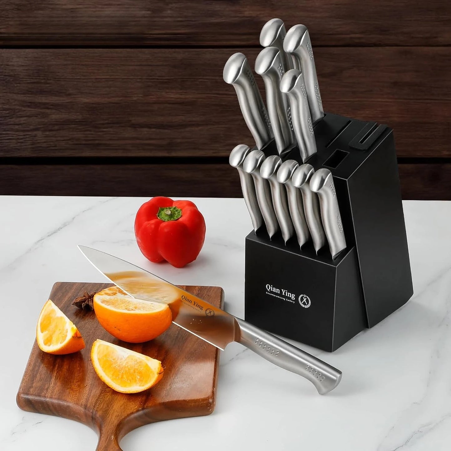 PLYSChoice 14-Piece Stainless Steel Kitchen Knife Set With Holder
