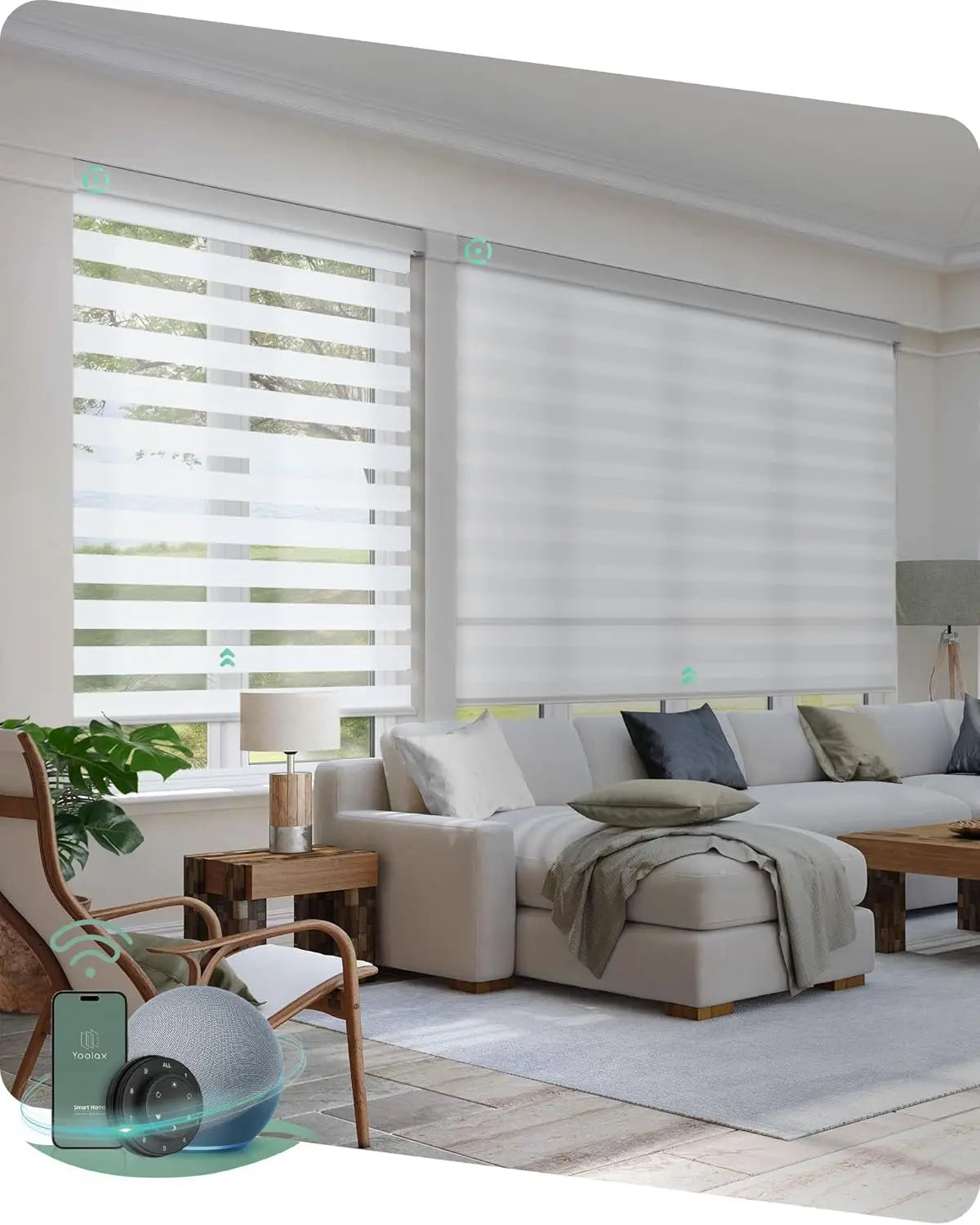 Motorized Zebra Blinds With Remote And Voice Control