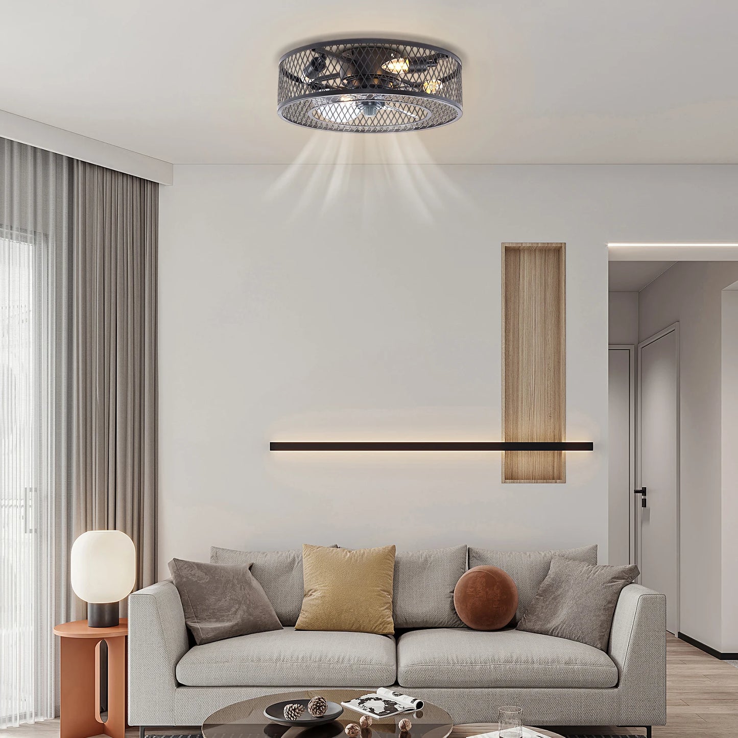 Fan Pendant Light E27 Without Light Source For Living Rooms