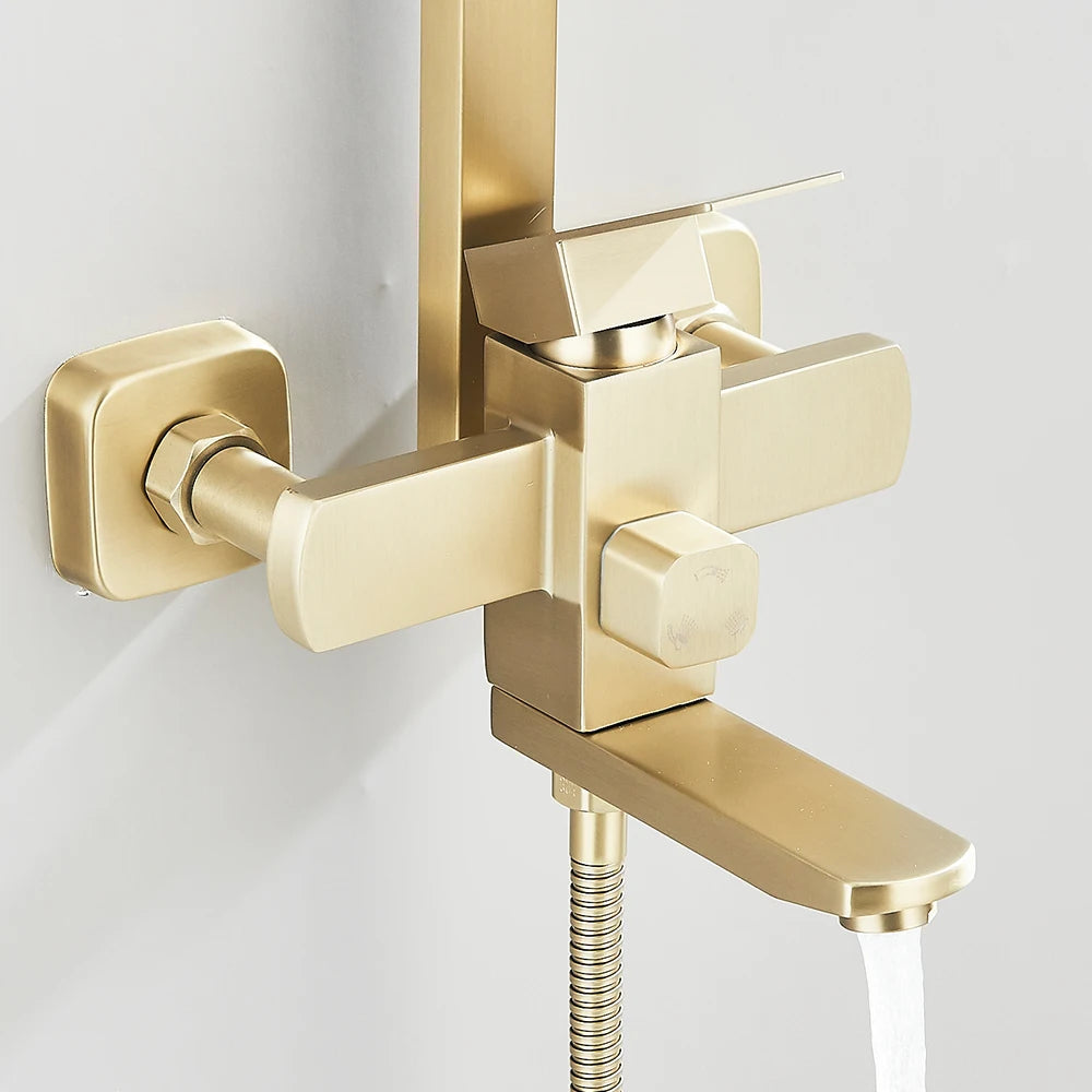 Quyanre Brushed Shower System 3in1 Rain Handheld Dual Control