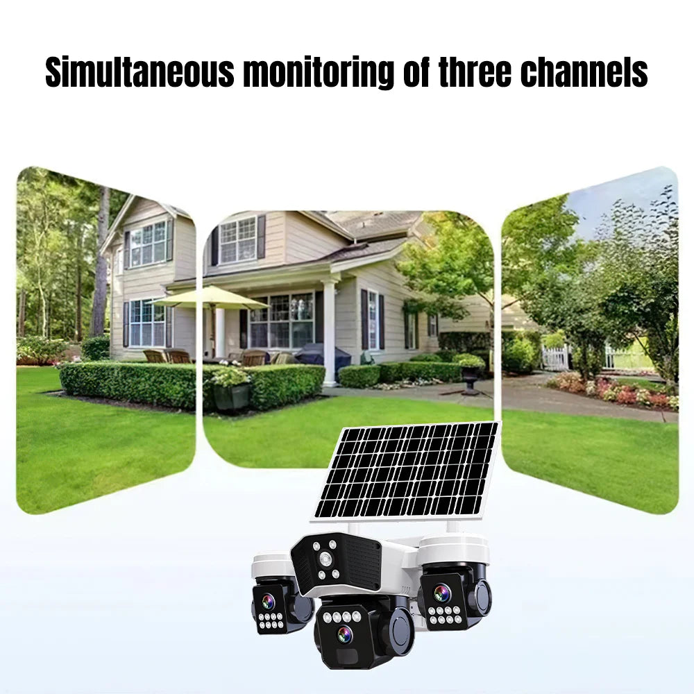 KEPEAK 6MP Solar Security Camera With Three Lens PTZ Outdoor Wireless WiFi IP66
