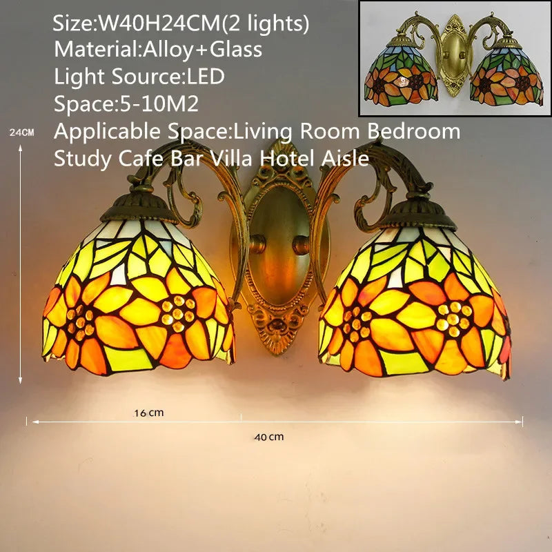 KARLOS Tiffany Luxury Wall Lamp American Creativity Living Room Bedroom Hotel Villa Cafe Bar Aisle Dresser Toilet Mirror Light