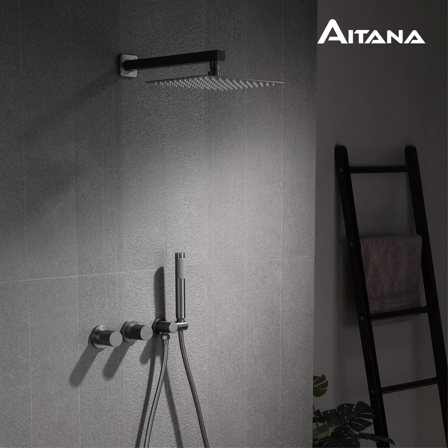 Aitana Luxury Brass Wall Mounted Shower System With Dual Spray