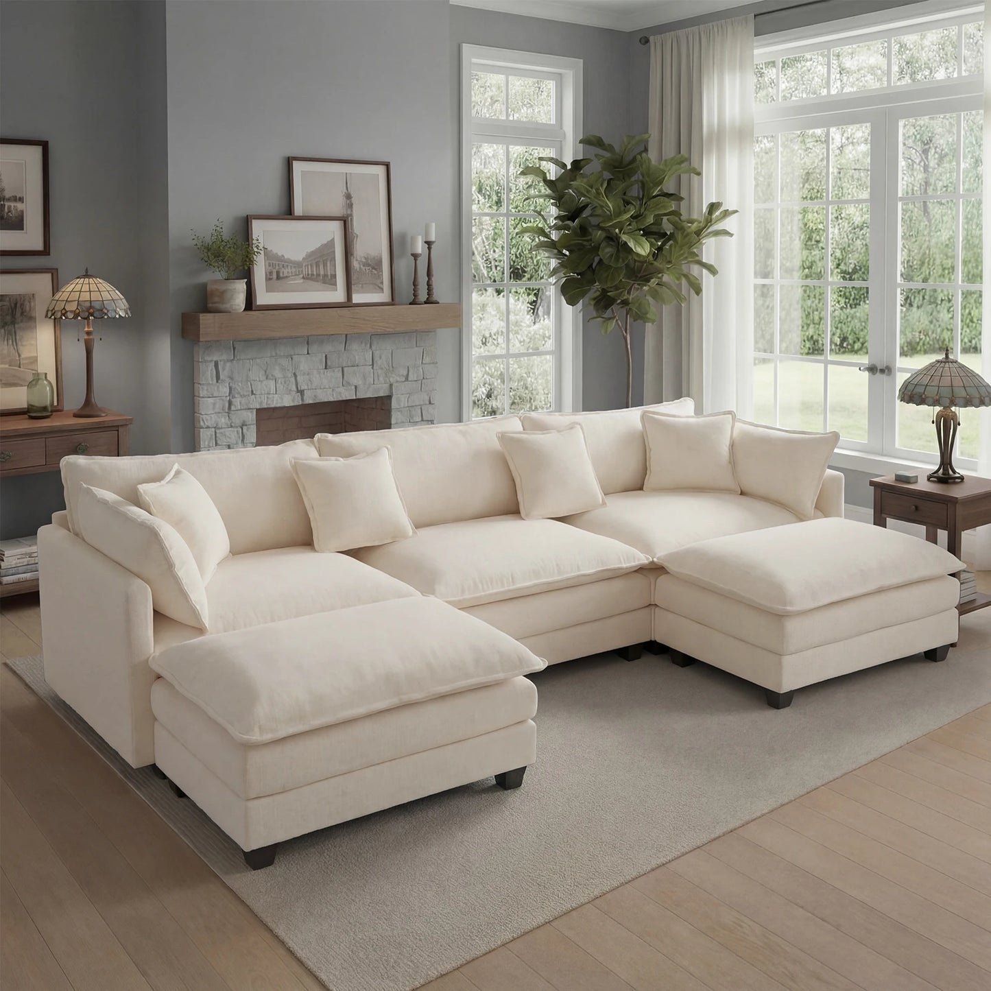 Redlife Modular Sectional Sofa with Ottoman for Living Room