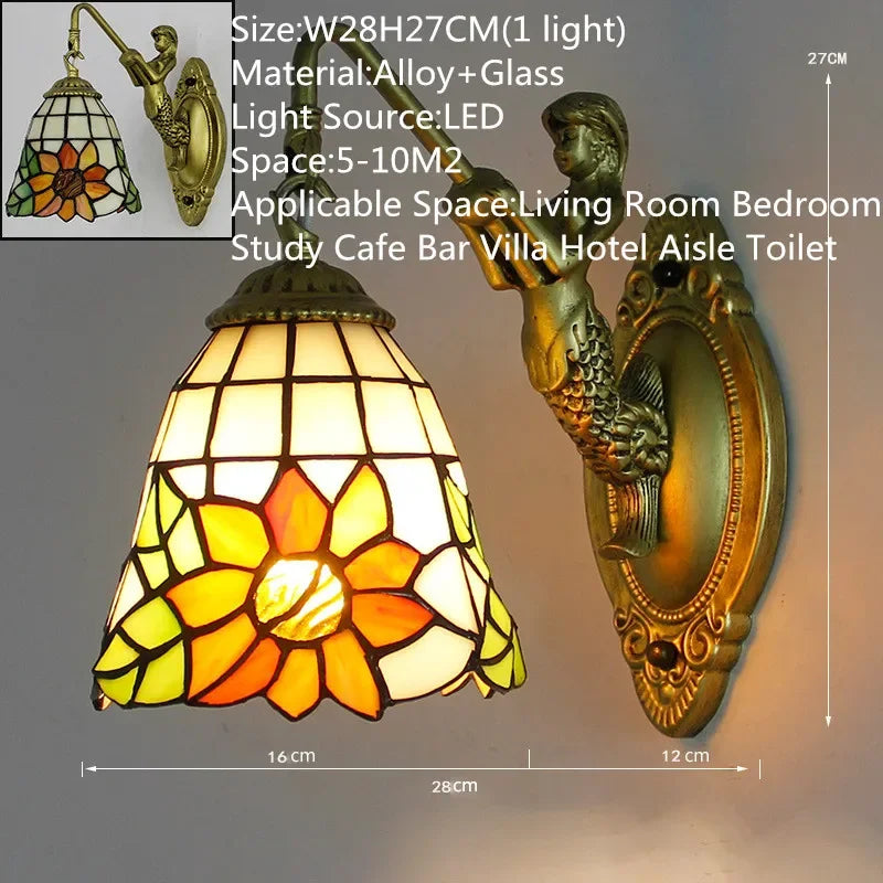 KARLOS Tiffany Luxury Wall Lamp American Creativity Living Room Bedroom Hotel Villa Cafe Bar Aisle Dresser Toilet Mirror Light