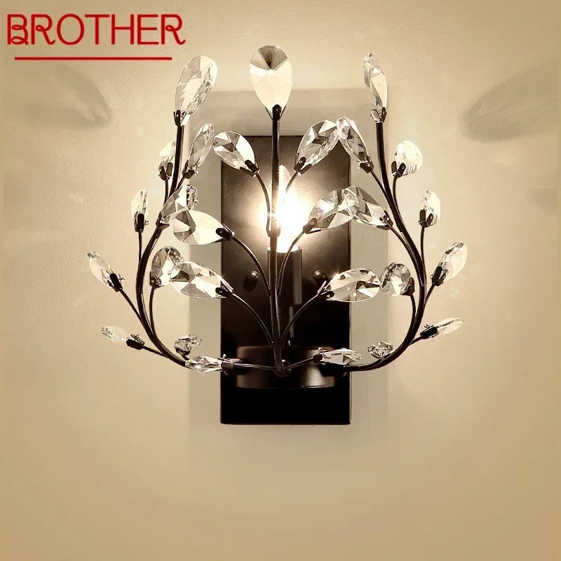 BROTHER Modern Crystal Wall lamp American Countryside LED Creative Living Room  Corridor Home Decoration Light