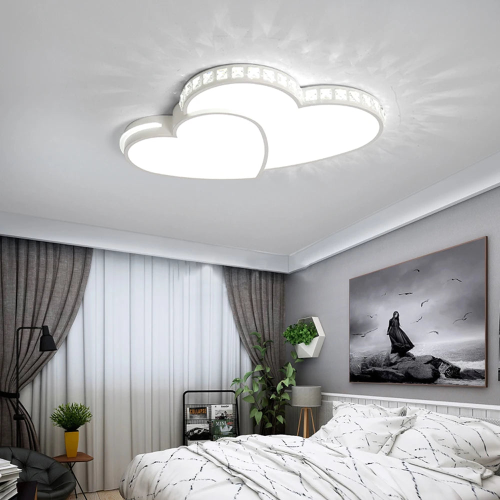 Heart Shaped Crystal LED Ceiling Light Fixture For Kids Rooms
