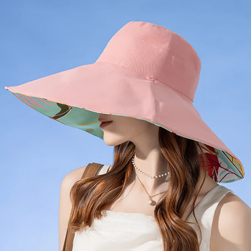 Cotton European American Double Sided Fisherman Sun Hat for Women