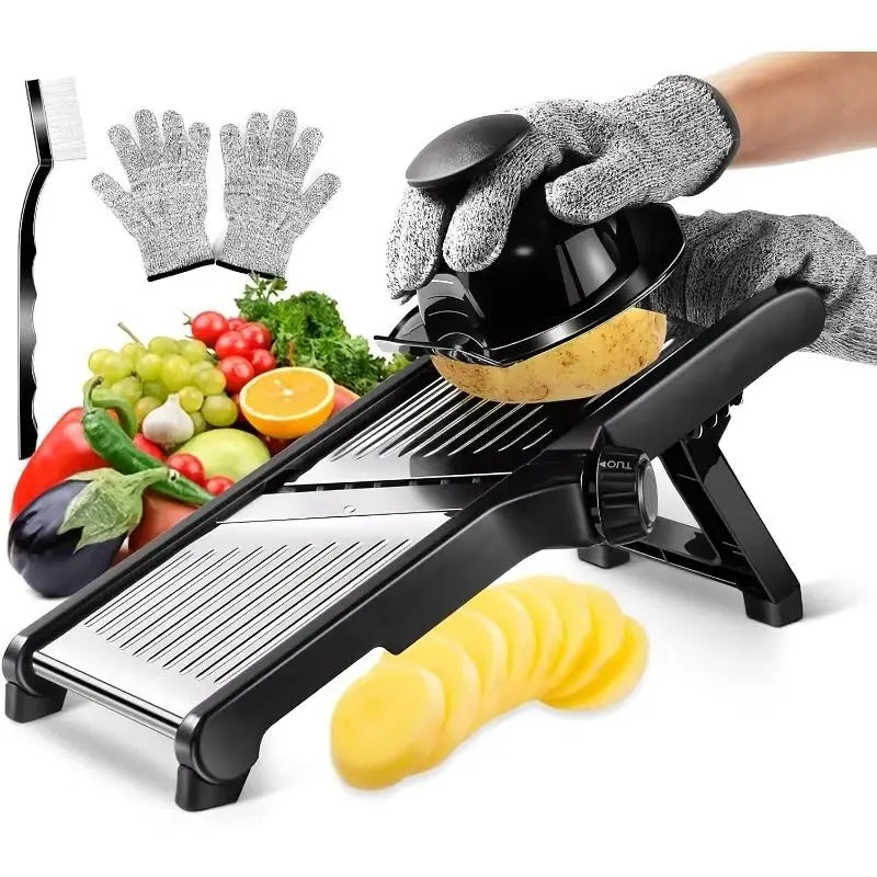 AEDG Stainless Steel Mandoline Slicer With Five Blades And Holder