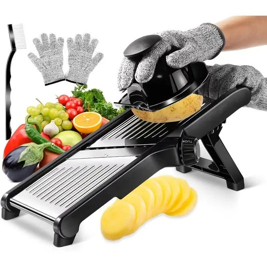AEDG Stainless Steel Mandoline Slicer With Five Blades And Holder