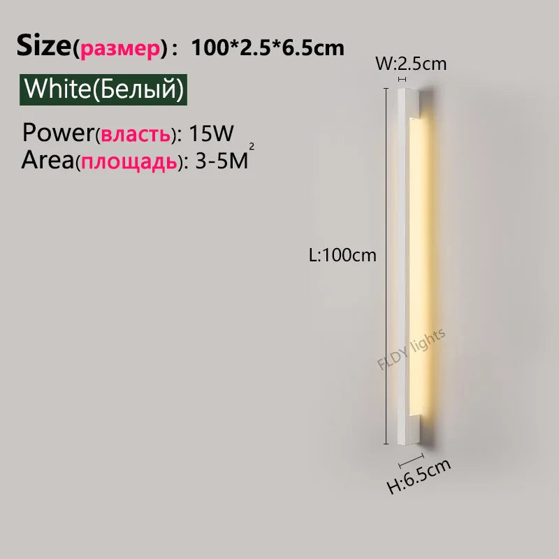 Nordic Minimalist Modern Designer 110V 220V LED Wall Lamp Living Room Hotel Aisle Corridor Bedroom Room Bedside Long Wall Light
