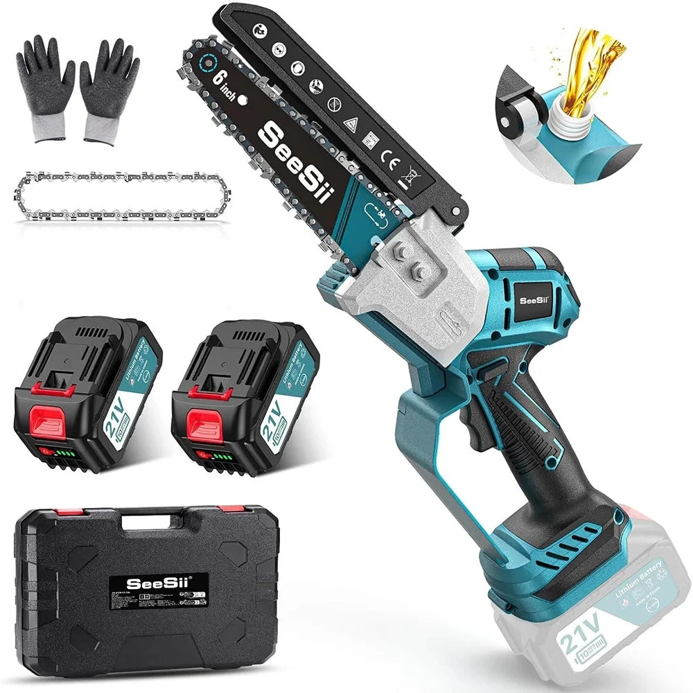 Seesii Cordless Mini Chainsaw 18V Battery Rechargeable Pruning Saw