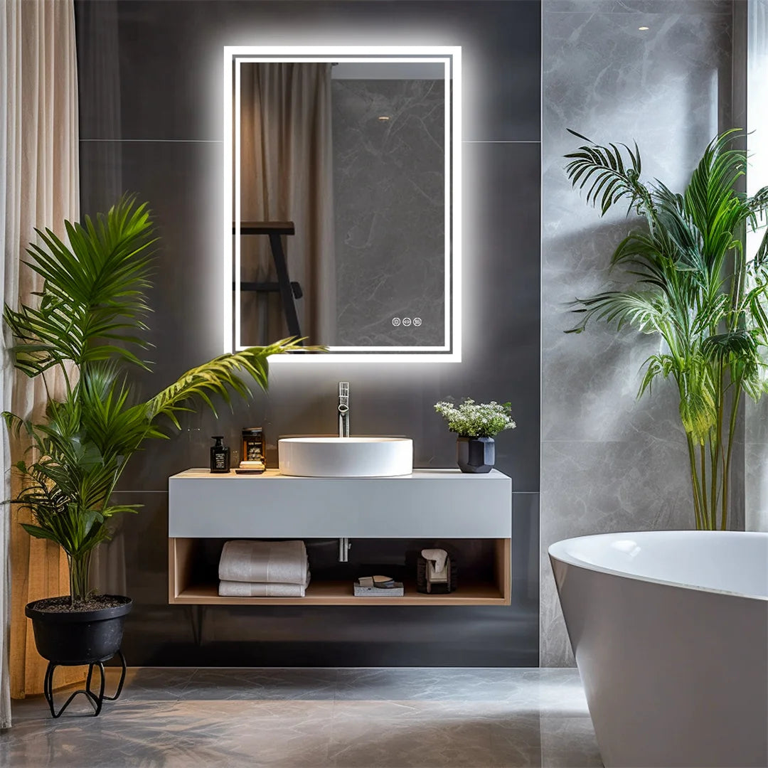 LUVODI LED Backlit AntiFog Frameless Bathroom Mirror With Touch Sensor