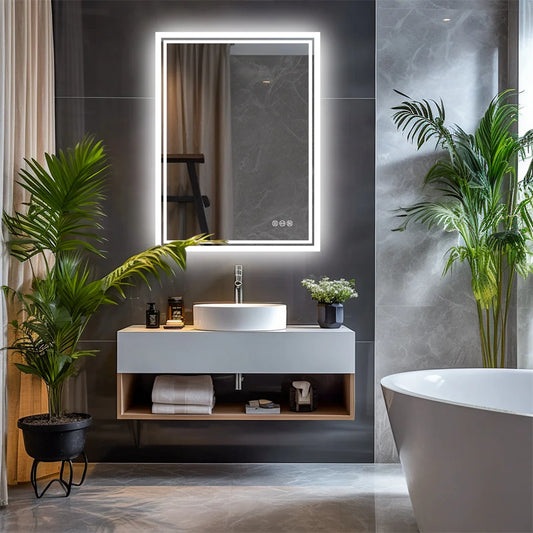 LUVODI LED Backlit AntiFog Frameless Bathroom Mirror With Touch Sensor