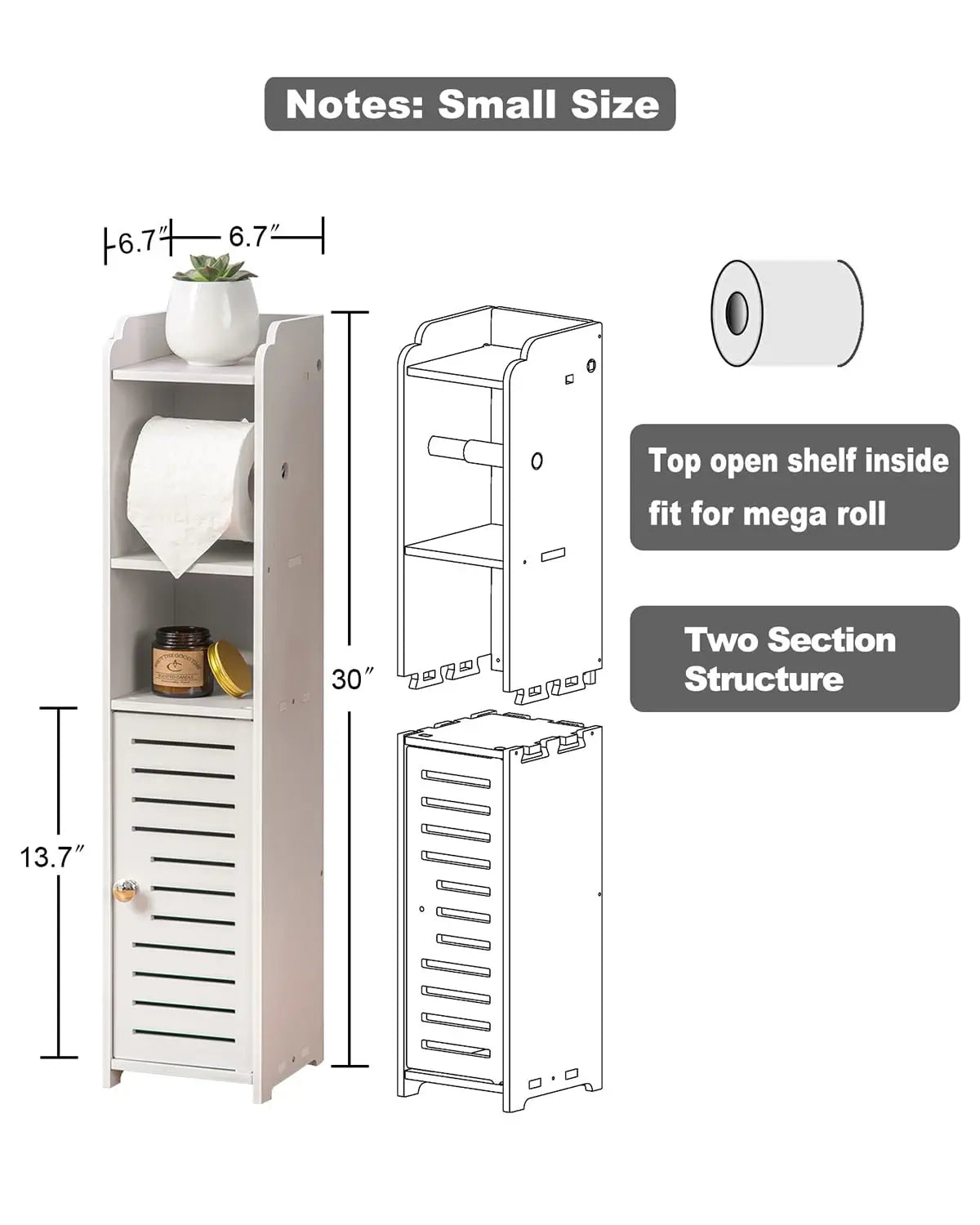 Slim PVC Bathroom Storage Cabinet Toilet Paper Holder