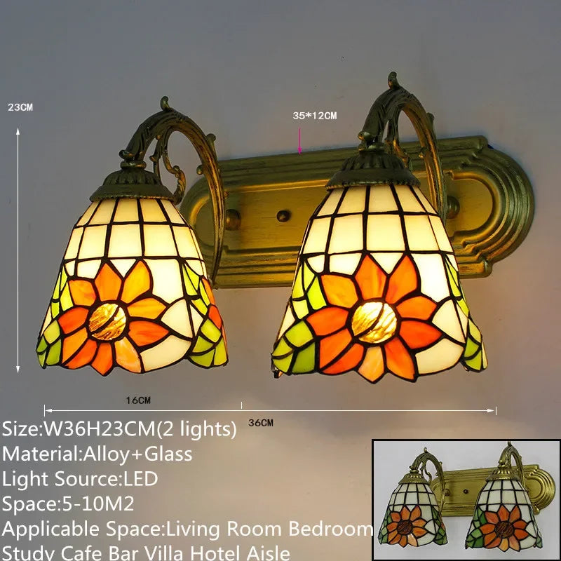 KARLOS Tiffany Luxury Wall Lamp American Creativity Living Room Bedroom Hotel Villa Cafe Bar Aisle Dresser Toilet Mirror Light