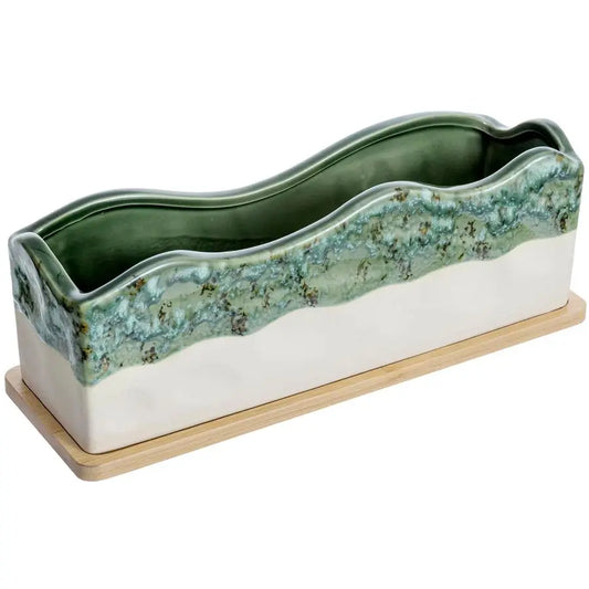 Rectangular Ceramic Succulent Planter For Indoor Decor And Display