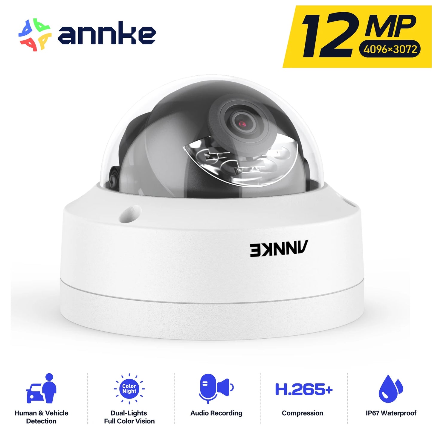 ANNKE 12MP PoE Security Camera With Dual Light Night Vision