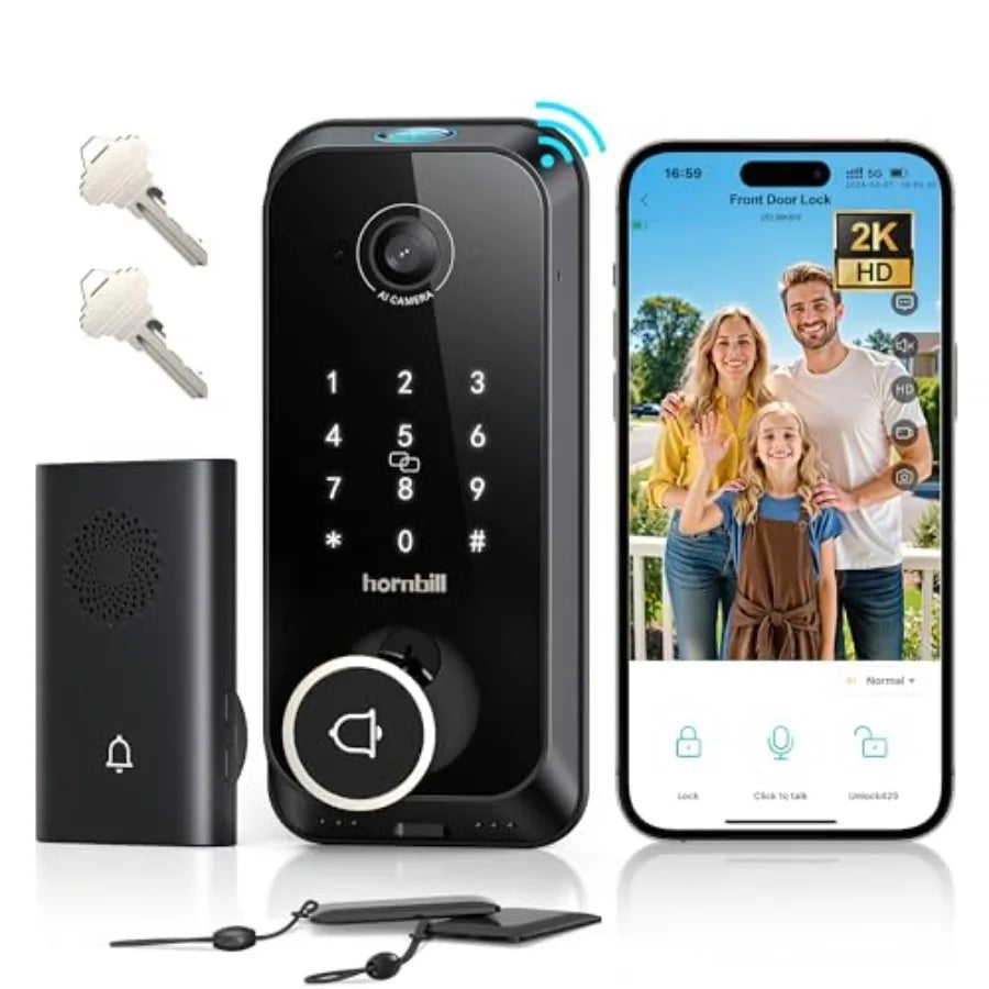 Video Smart Lock With 2K Camera And Fingerprint App Remote