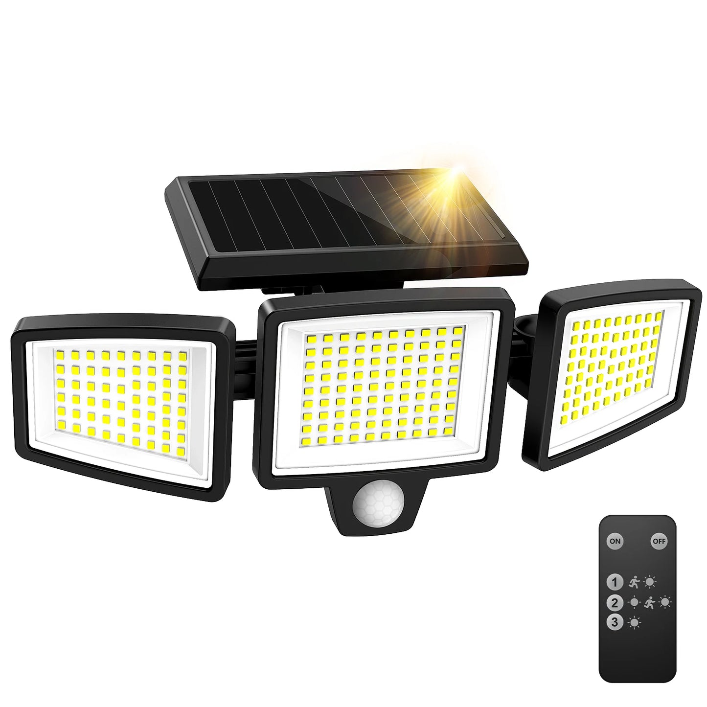 SZRSTH Three Head Solar Outdoor Light With Motion Sensor And Wireless Remote