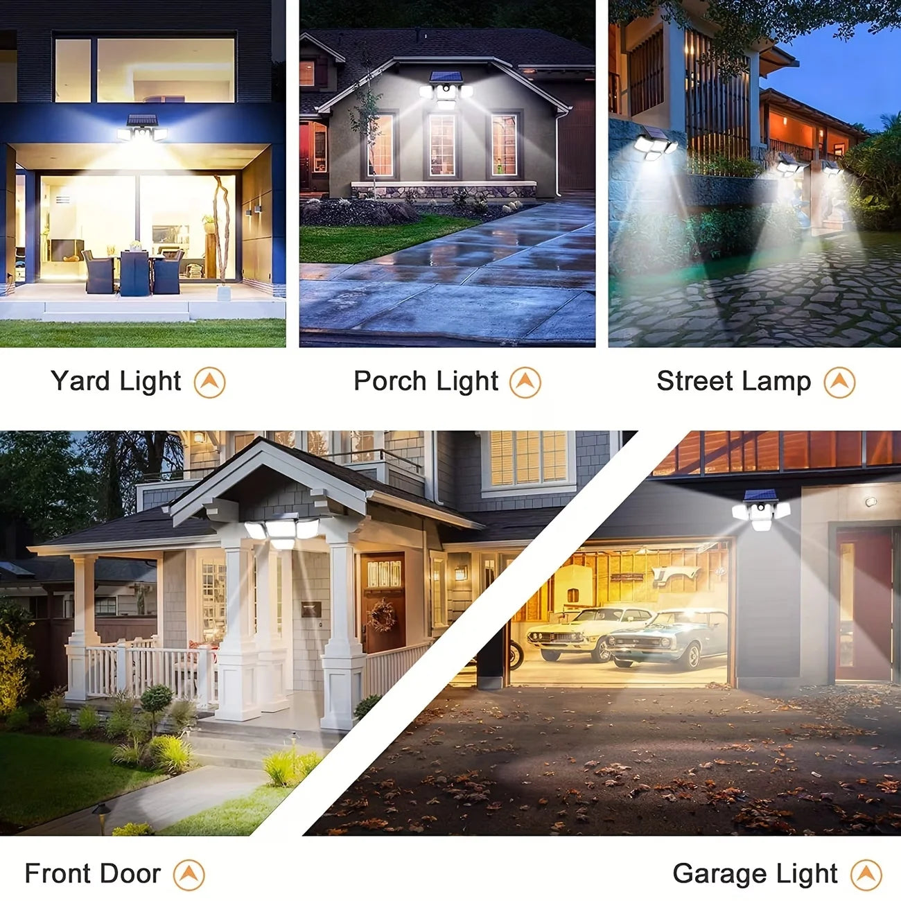 GHUSTAR Four-Head Solar Motion Sensor LED Outdoor Flood Light