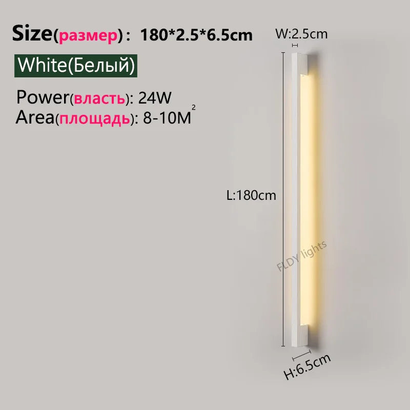 Nordic Minimalist Modern Designer 110V 220V LED Wall Lamp Living Room Hotel Aisle Corridor Bedroom Room Bedside Long Wall Light