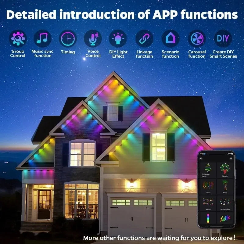 MIMIRGB Eaves Lights Outdoor LED String Strip With App Control