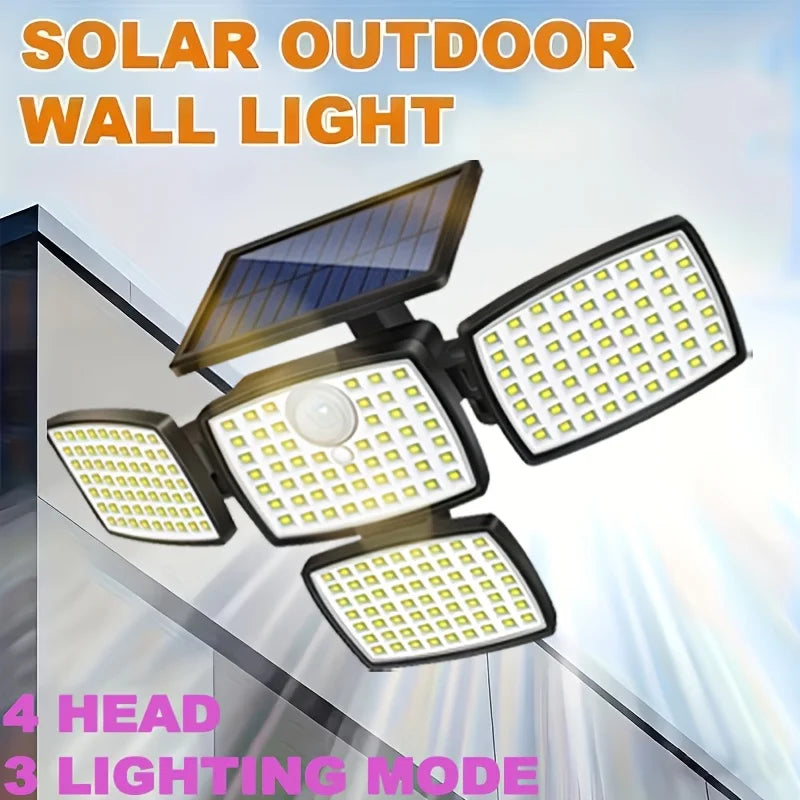 GHUSTAR Four-Head Solar Motion Sensor LED Outdoor Flood Light
