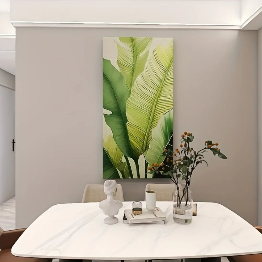 Modern Abstract Leaf Canvas Wall Art With Pine Frame