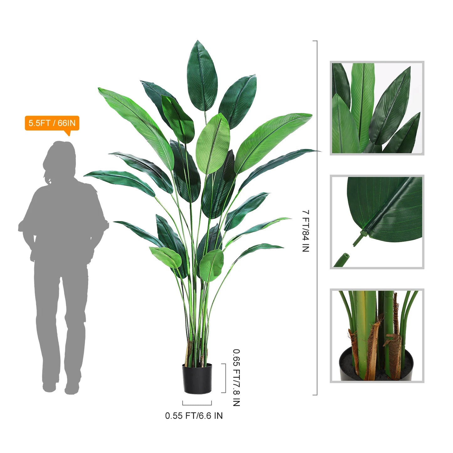Studyset Artificial Bird Of Paradise Plant Faux Palm Outdoor Decor