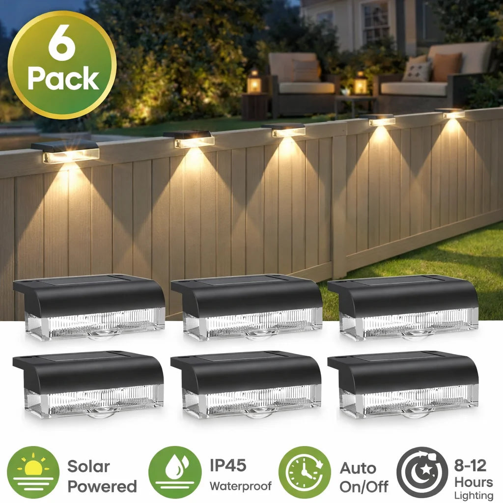 Greluna Outdoor Solar Fence Lights Pack For Deck Patio Garden Led Waterproof