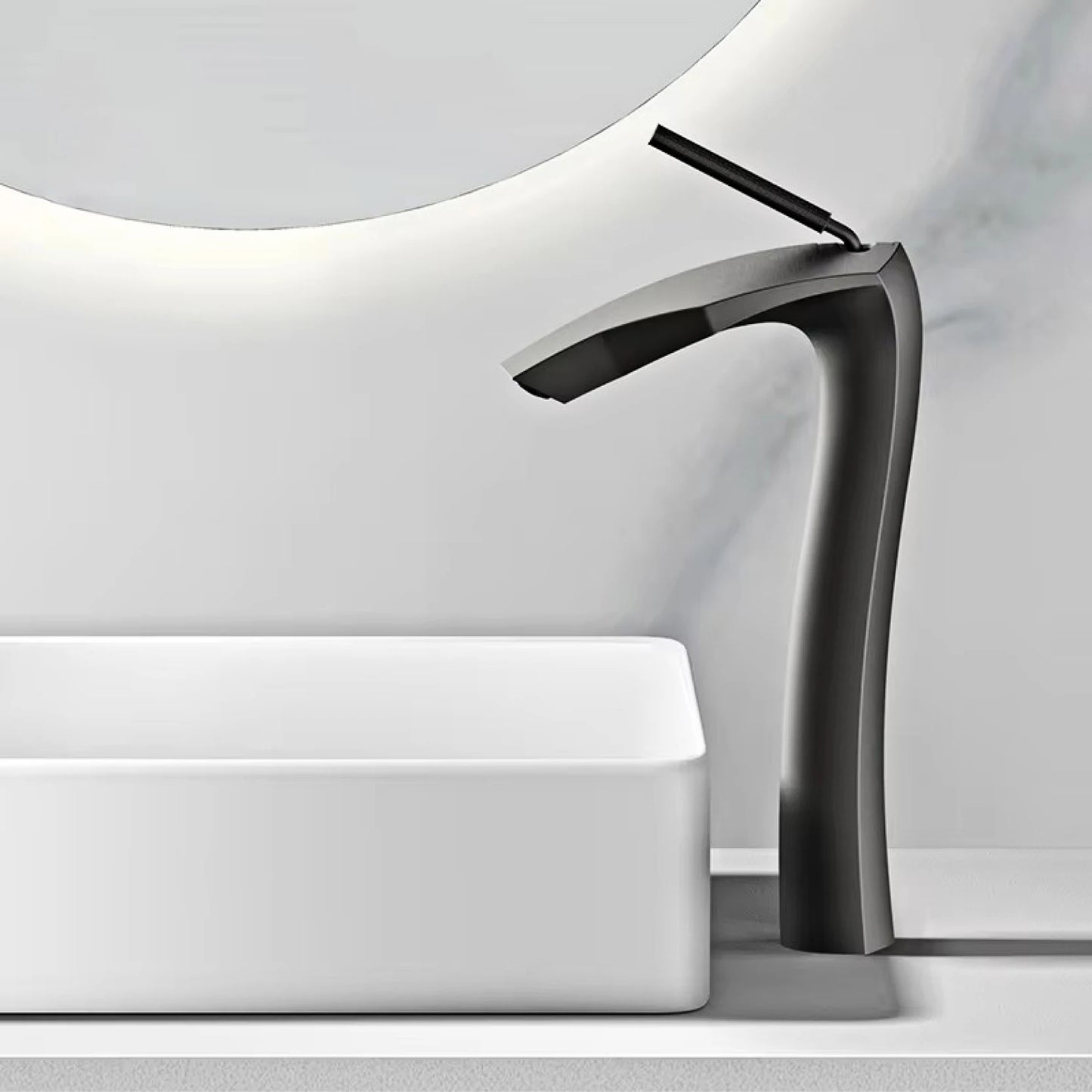 Gestana Brushed Gold Brass Bathroom Faucet Ceramic Cartridge Deck Mounted