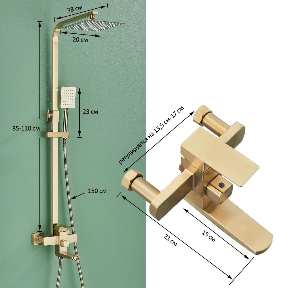 Quyanre Brushed Shower System 3in1 Rain Handheld Dual Control