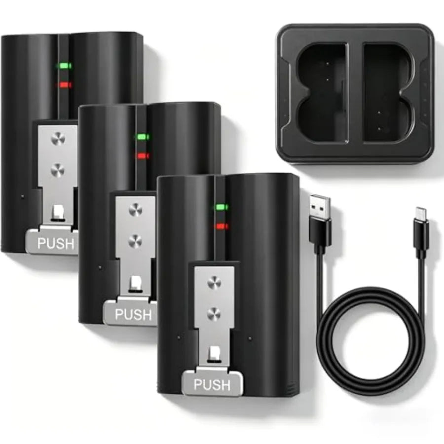 3 Pack Battery Replacement 6040mAh With Dual Charging Station