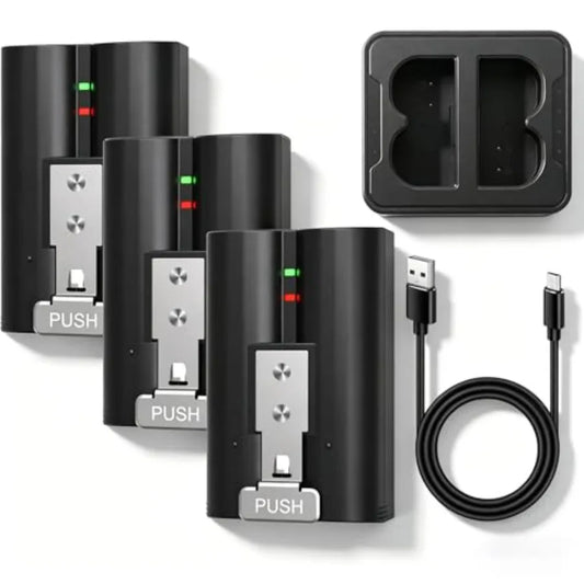 3 Pack Battery Replacement 6040mAh With Dual Charging Station