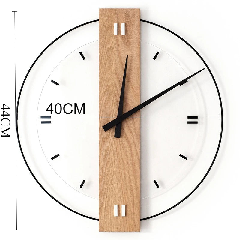 Solid Wood Silent Wall Clock Modern Nordic Home Decor