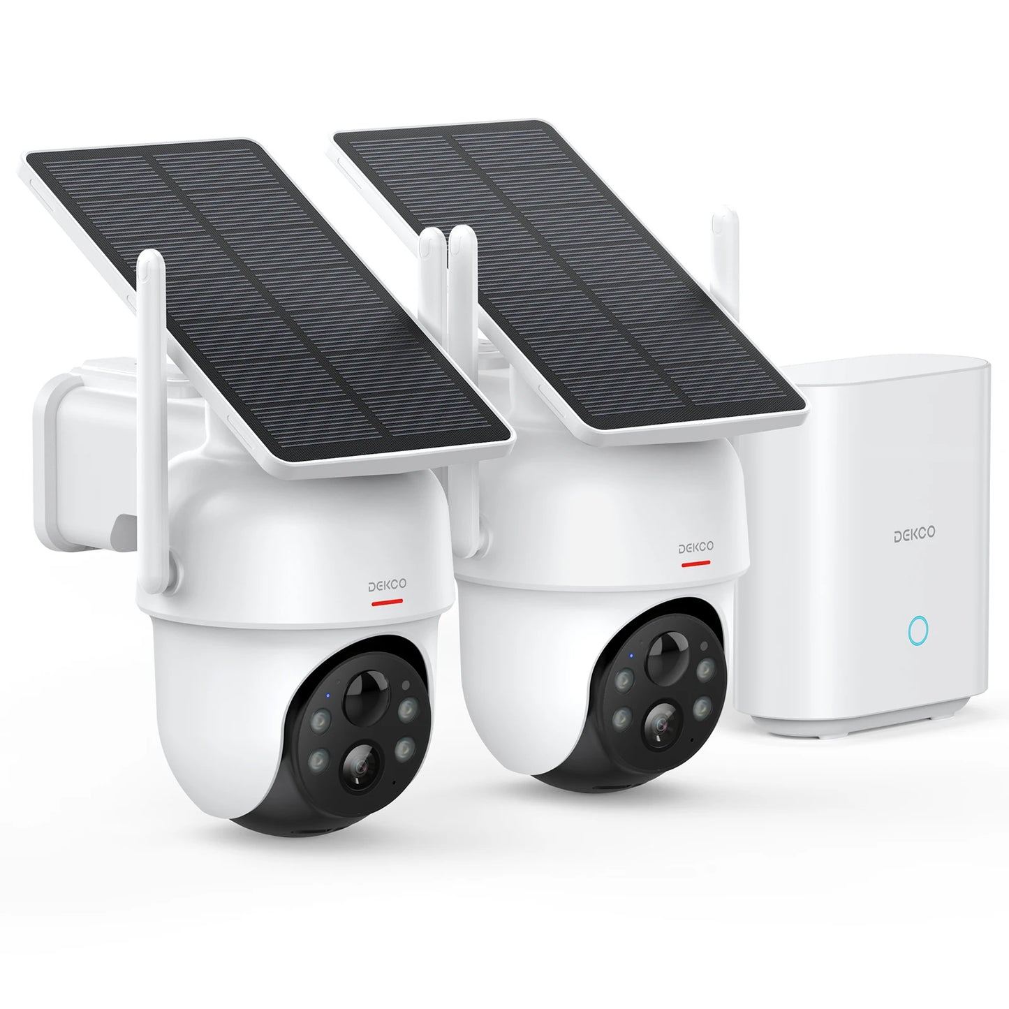DEKCO 3MP Solar Camera System 2 Camera Kit With Home Hub Alexa